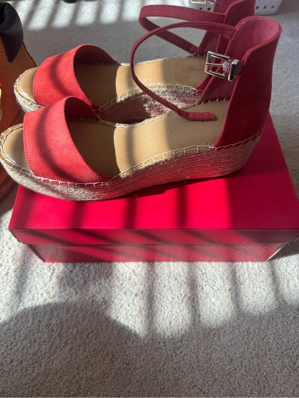 Kelly & Katie Red Espadrille Ankle-Strap Sandals